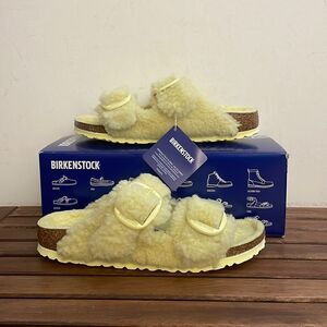 Birkenstock Arizona Big Buckle Shearling Sandals Yellow EU 39/US Women 8/UK 5.5